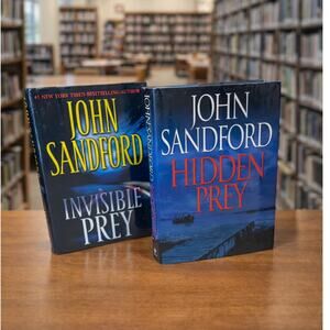 John Sandford hardcover thriller set Invisible Prey &  Hidden Prey crime fiction